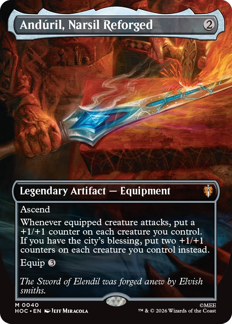 Anduril, Narsil Reforged (Borderless) [The Hobbit: Eternal-Legal] | Cards and Coasters CA