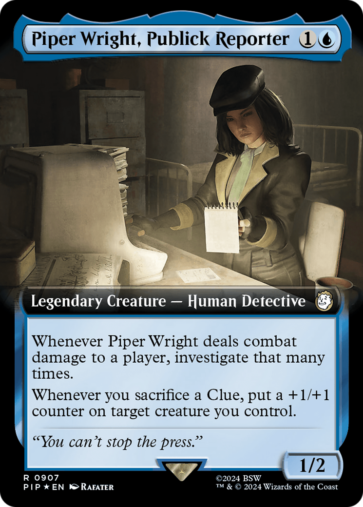 Piper Wright, Publick Reporter (Extended Art) (Surge Foil) [Fallout] | Cards and Coasters CA