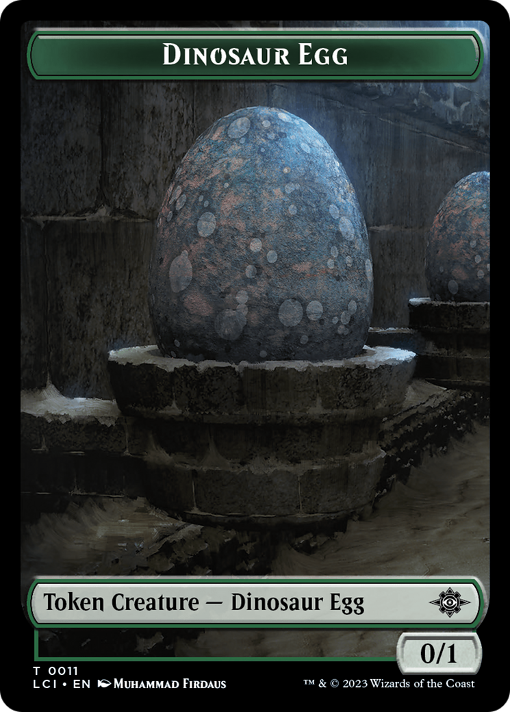 Dinosaur Egg // Dinosaur (0010) Double-Sided Token [The Lost Caverns of Ixalan Tokens] | Cards and Coasters CA