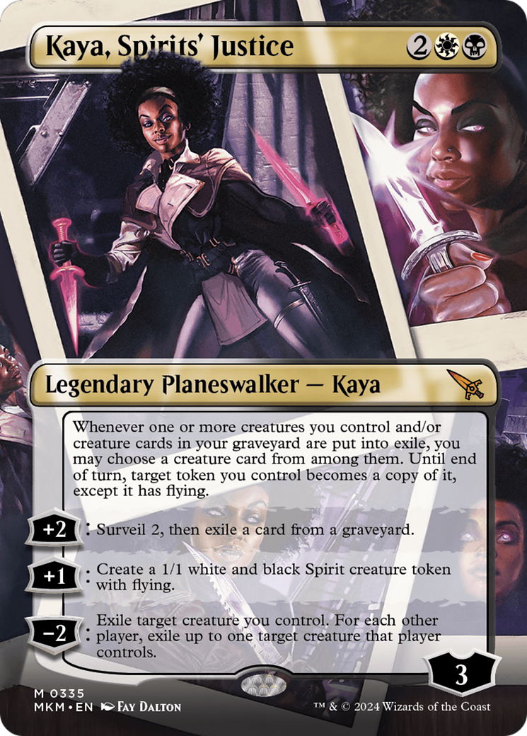 Kaya, Spirits' Justice (Borderless) [Murders at Karlov Manor] | Cards and Coasters CA