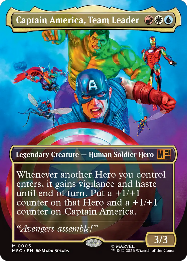 Captain America, Team Leader (Borderless) [Marvel Super Heroes Commander] | Cards and Coasters CA