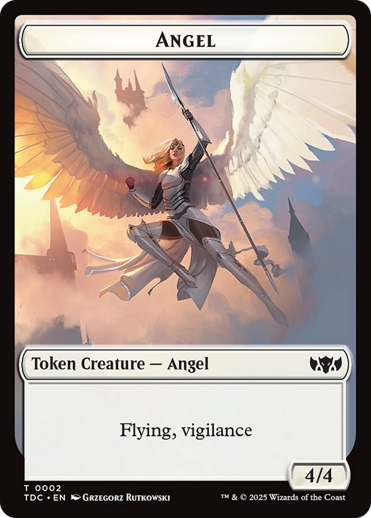 Angel // Spirit Double-Sided Token [Tarkir: Dragonstorm Commander Tokens] | Cards and Coasters CA