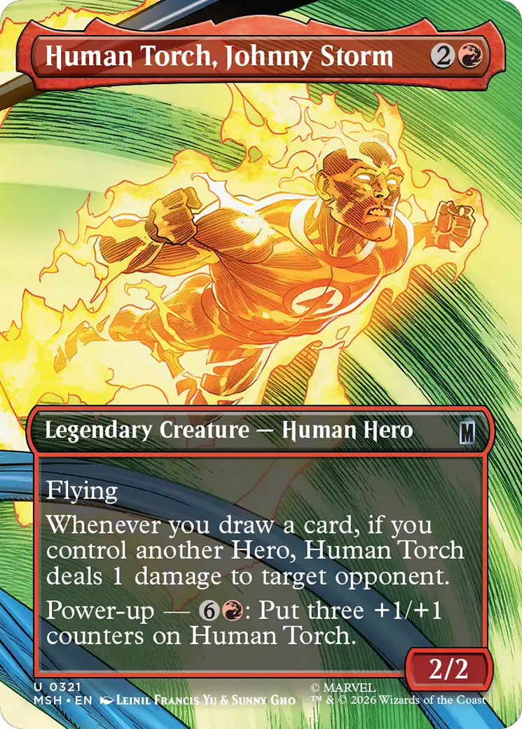 Human Torch, Johnny Storm (Borderless) [Marvel Super Heroes] | Cards and Coasters CA