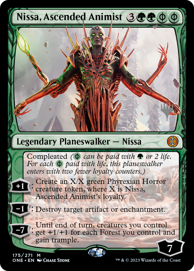 Nissa, Ascended Animist (Promo Pack) [Phyrexia: All Will Be One Promos] | Cards and Coasters CA