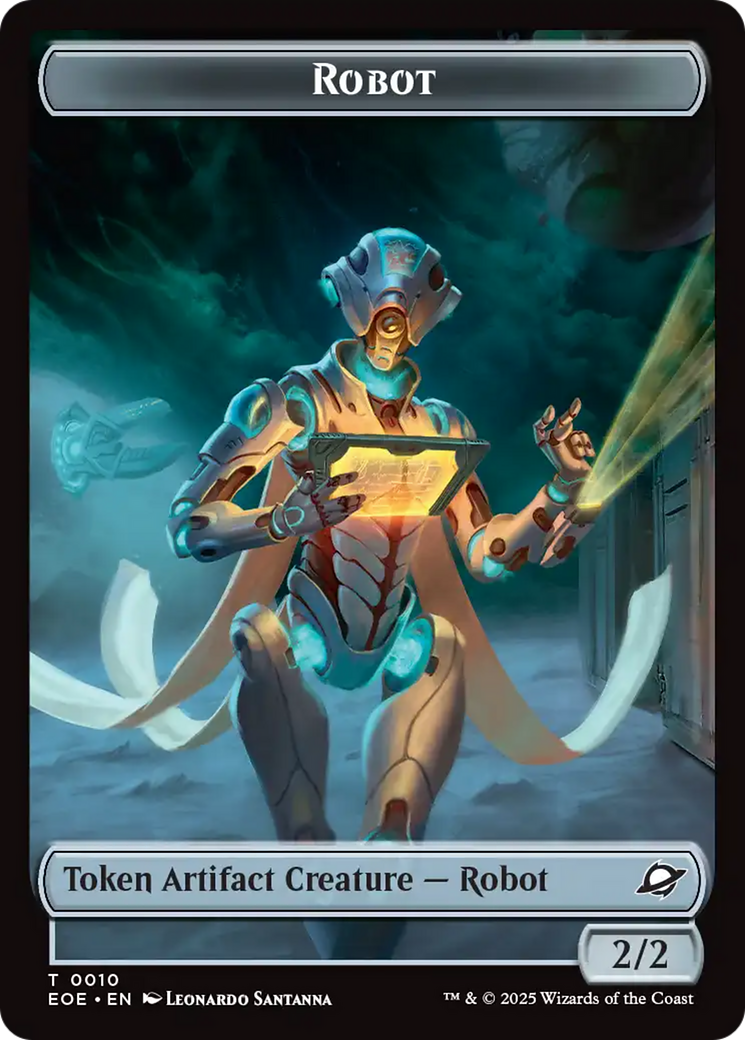 Robot // Emblem - Tezzeret, Cruel Captain Double-Sided Token [Edge of Eternities Tokens] | Cards and Coasters CA