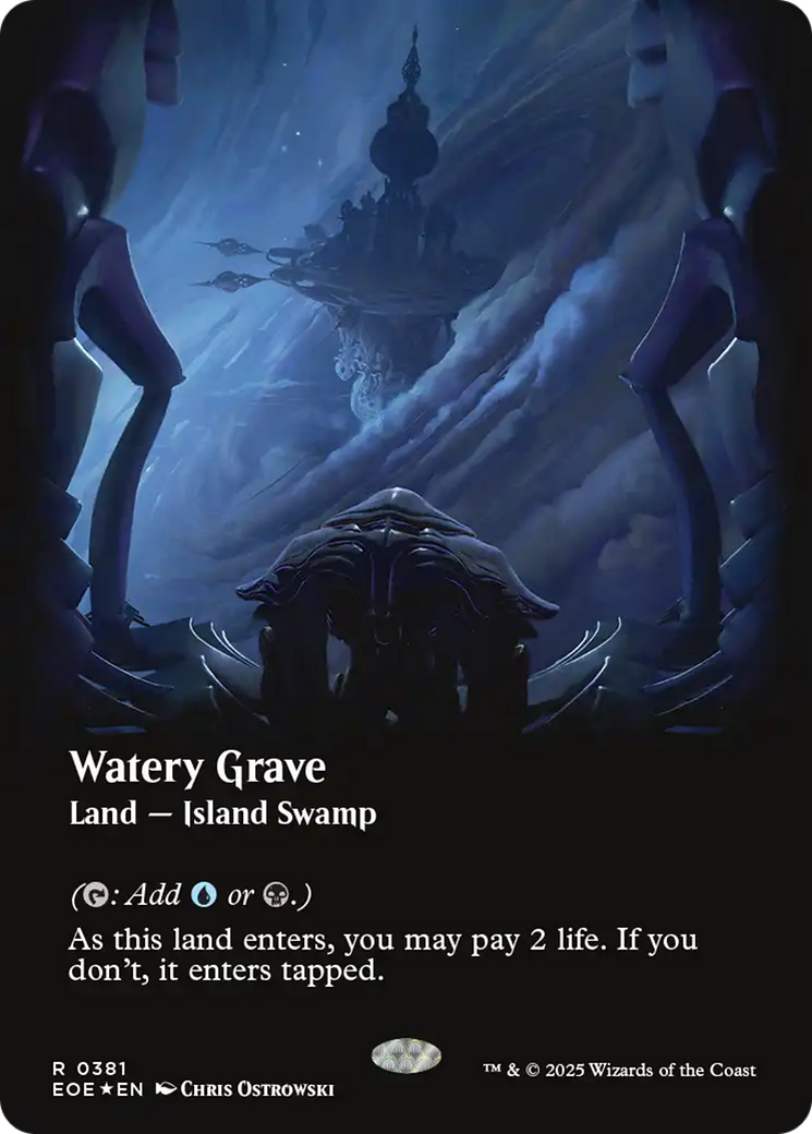 Watery Grave (Borderless) (Galaxy Foil) [Edge of Eternities] | Cards and Coasters CA