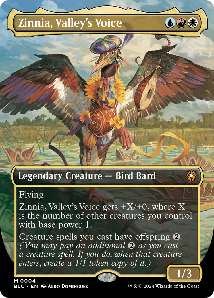 Zinnia, Valley's Voice (Borderless) [Bloomburrow Commander] | Cards and Coasters CA