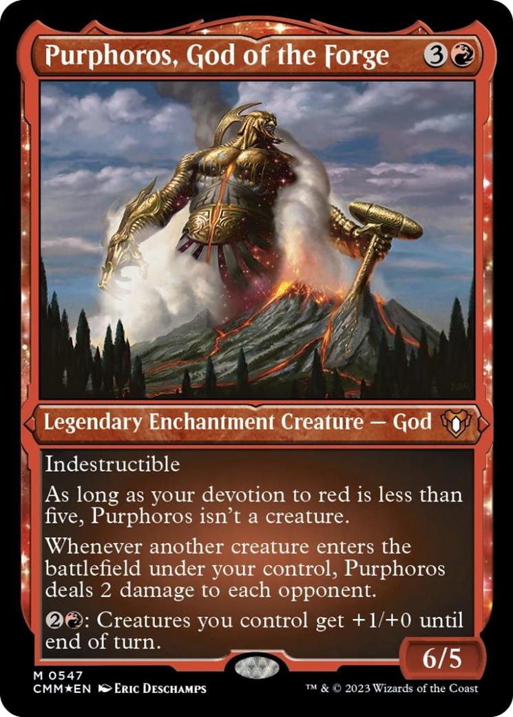 Purphoros, God of the Forge (Foil Etched) [Commander Masters] | Cards and Coasters CA