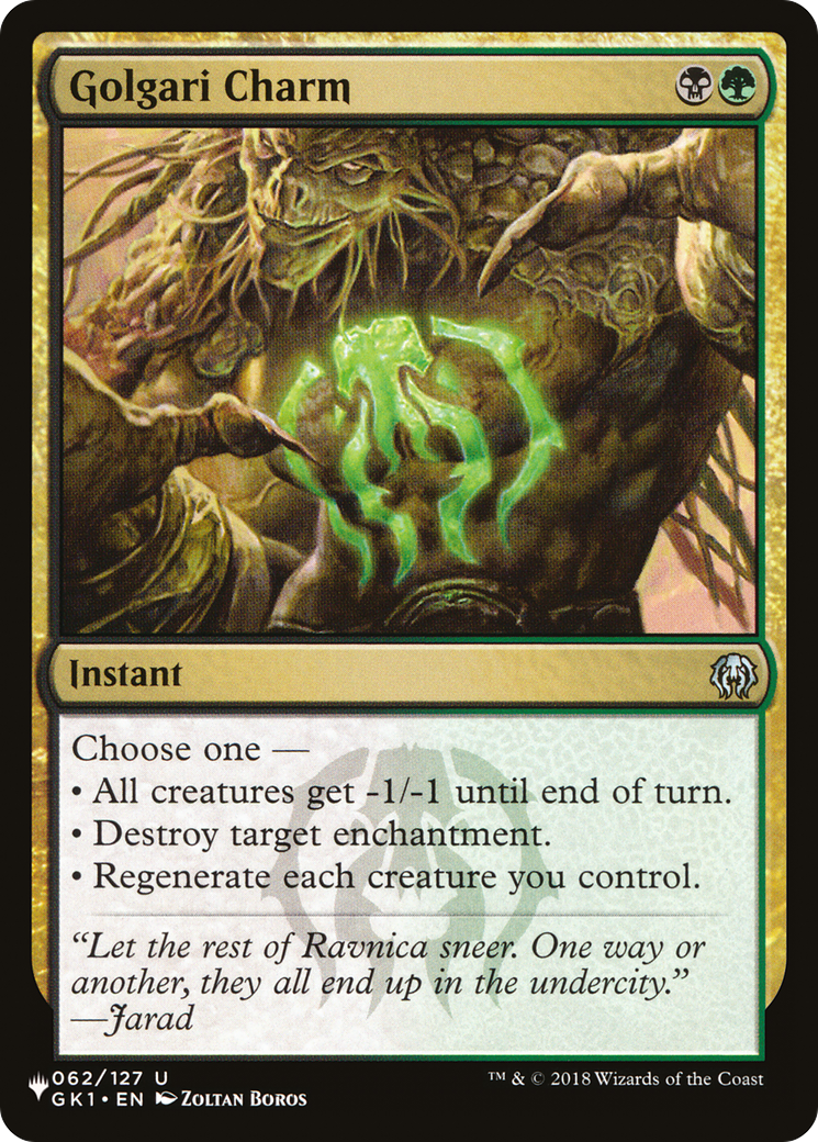 Golgari Charm [The List Reprints] | Cards and Coasters CA