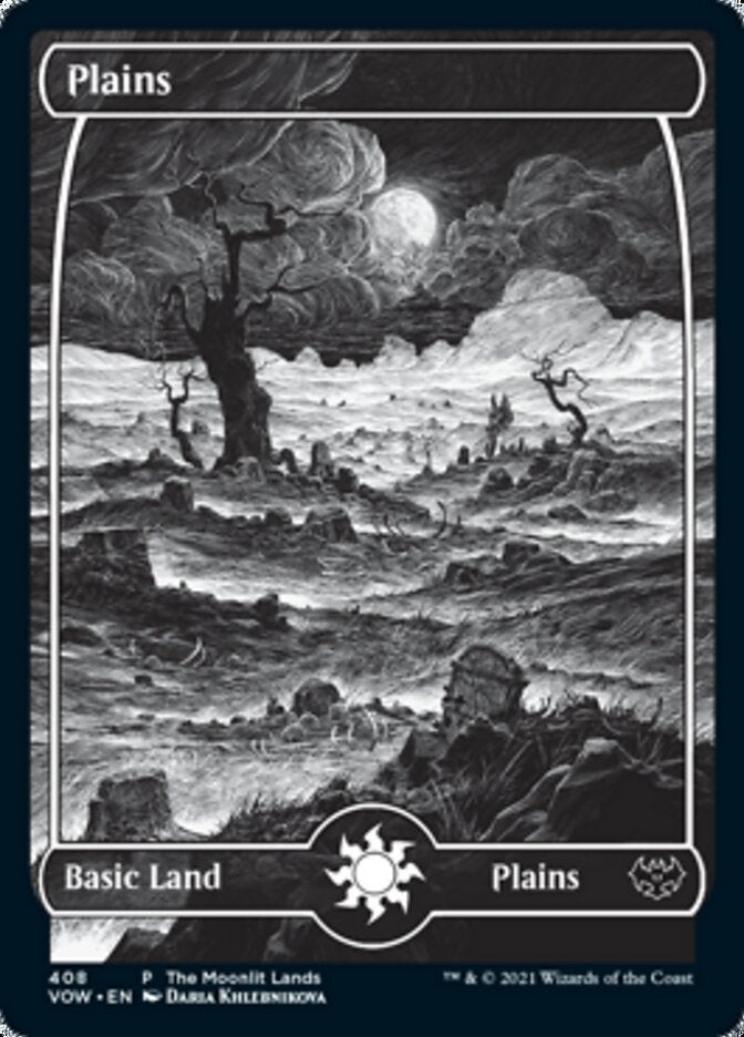 Plains (The Moonlit Lands) (Foil Etched) [Innistrad: Crimson Vow Promos] | Cards and Coasters CA