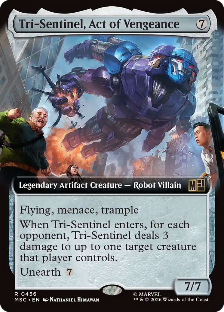 Tri-Sentinel, Act of Vengeance (Extended Art) [Marvel Super Heroes Commander] | Cards and Coasters CA