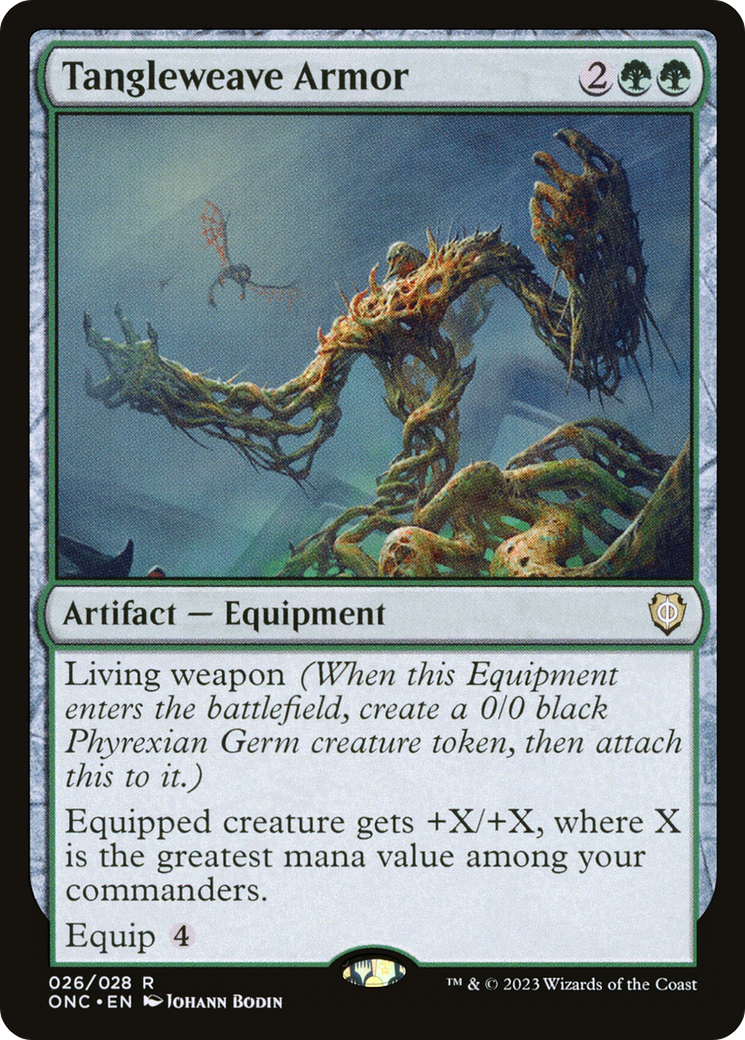 Tangleweave Armor [Phyrexia: All Will Be One Commander] | Cards and Coasters CA