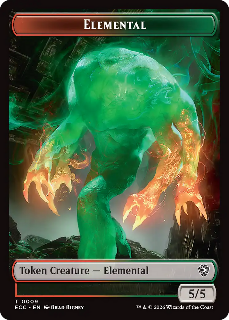 Rhino Warrior // Elemental (0009) Double-Sided Token [Lorwyn Eclipsed Tokens] | Cards and Coasters CA