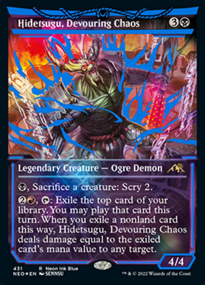 Hidetsugu, Devouring Chaos (Neon Ink Blue) [Kamigawa: Neon Dynasty] | Cards and Coasters CA