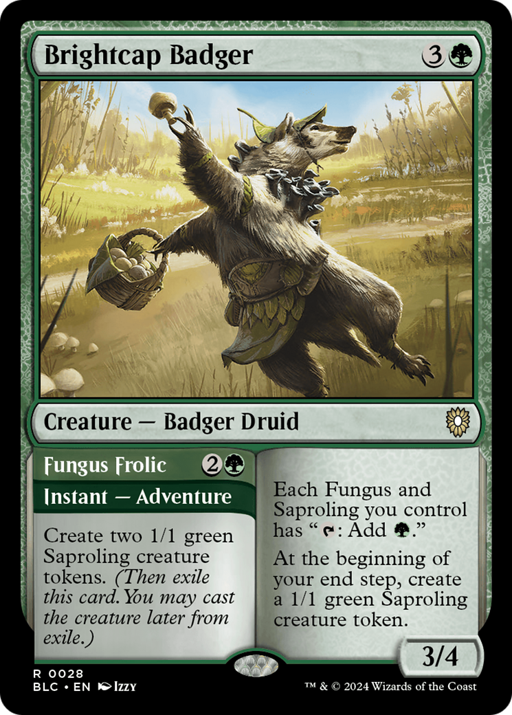 Brightcap Badger // Fungus Frolic [Bloomburrow Commander] | Cards and Coasters CA