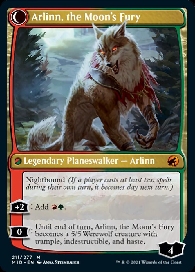 Arlinn, the Pack's Hope // Arlinn, the Moon's Fury [Innistrad: Midnight Hunt] | Cards and Coasters CA