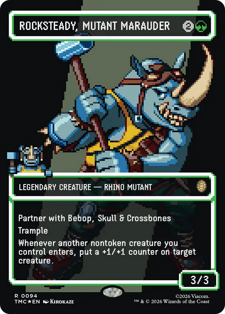 Rocksteady, Mutant Marauder (Borderless) (Surge Foil) [Teenage Mutant Ninja Turtles Commander] | Cards and Coasters CA