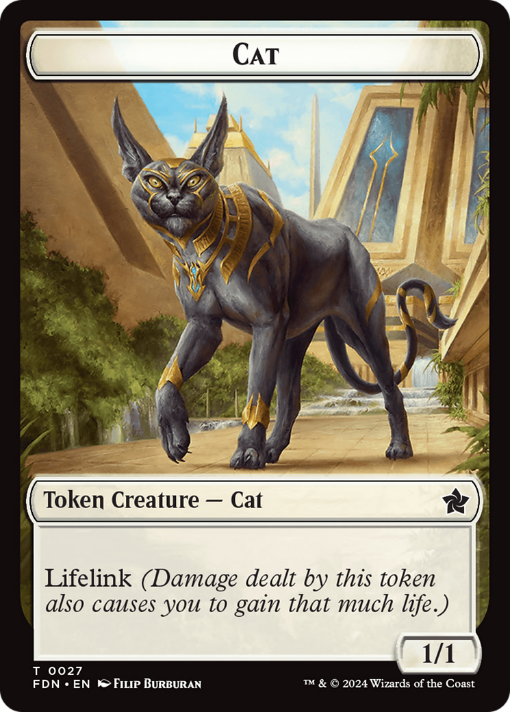 Cat (0027) // Phyrexian Goblin Double-Sided Token [Foundations Tokens] | Cards and Coasters CA