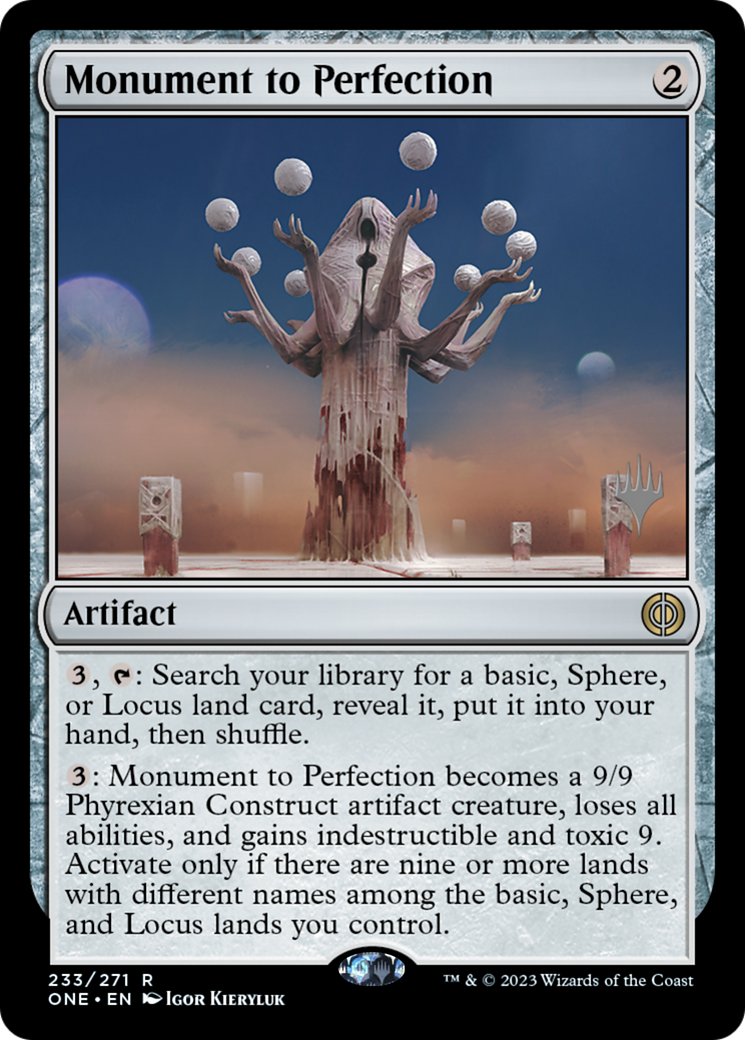 Monument to Perfection (Promo Pack) [Phyrexia: All Will Be One Promos] | Cards and Coasters CA