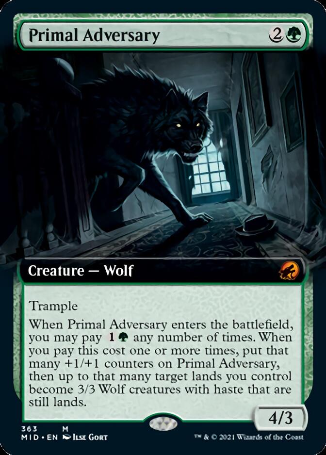 Primal Adversary (Extended Art) [Innistrad: Midnight Hunt] | Cards and Coasters CA