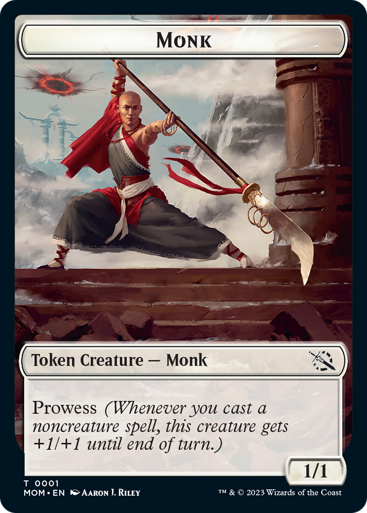 Monk // Zombie Double-Sided Token [March of the Machine Tokens] | Cards and Coasters CA