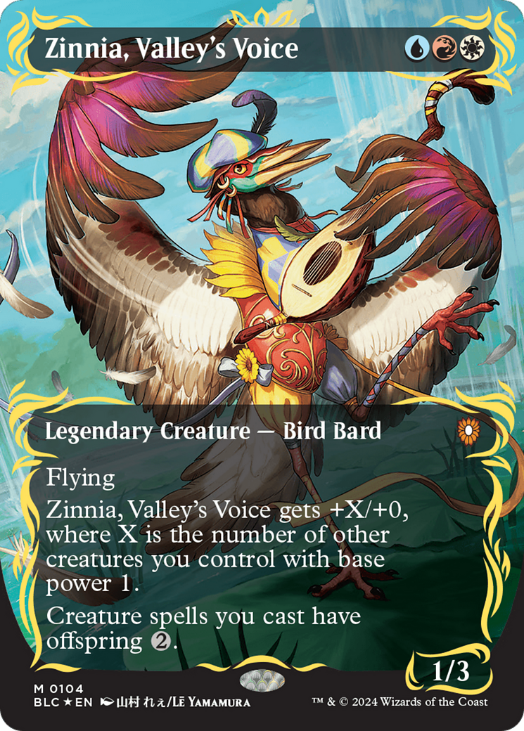 Zinnia, Valley's Voice (Borderless) (Raised Foil) [Bloomburrow Commander] | Cards and Coasters CA