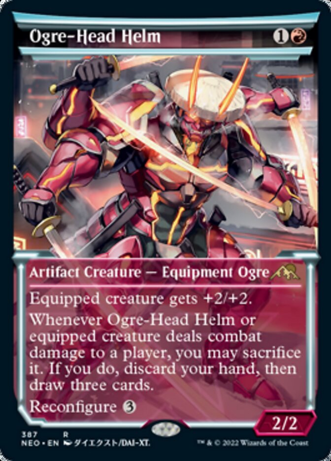 Ogre-Head Helm (Showcase Soft Glow) [Kamigawa: Neon Dynasty] | Cards and Coasters CA