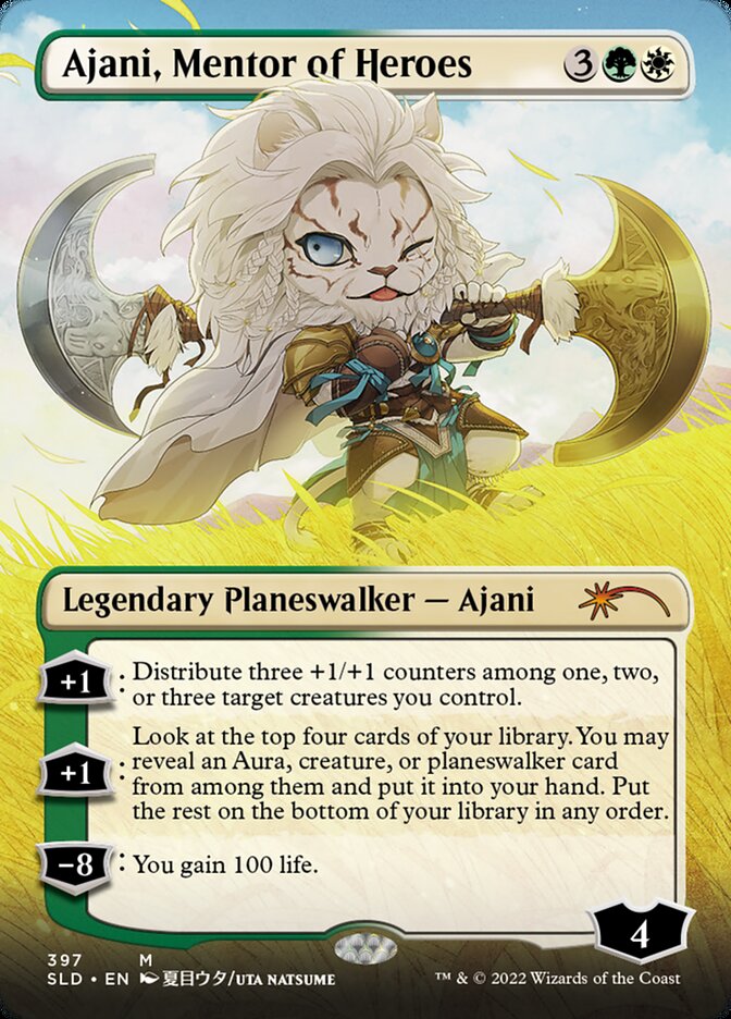 Ajani, Mentor of Heroes (Borderless) [Secret Lair Drop Series] | Cards and Coasters CA