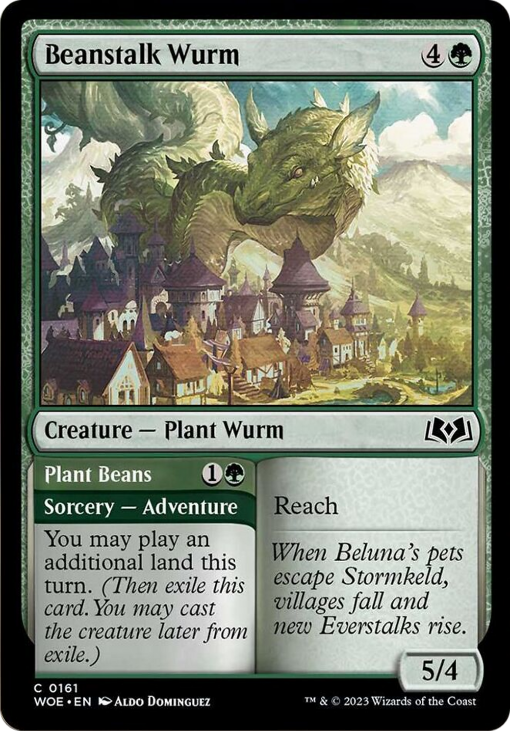 Beanstalk Wurm // Plant Beans [Wilds of Eldraine] | Cards and Coasters CA