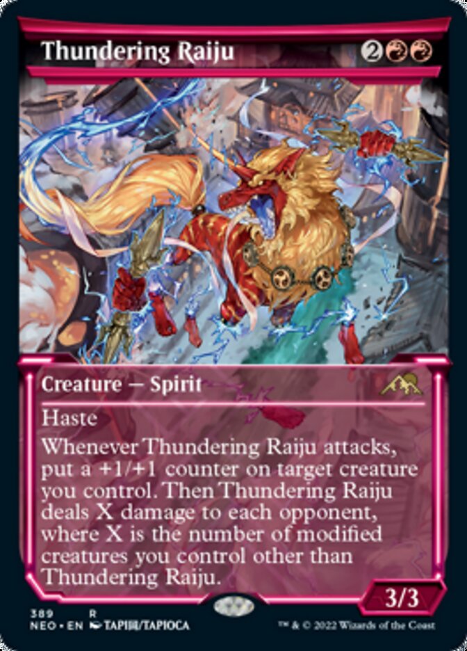 Thundering Raiju (Showcase Soft Glow) [Kamigawa: Neon Dynasty] | Cards and Coasters CA