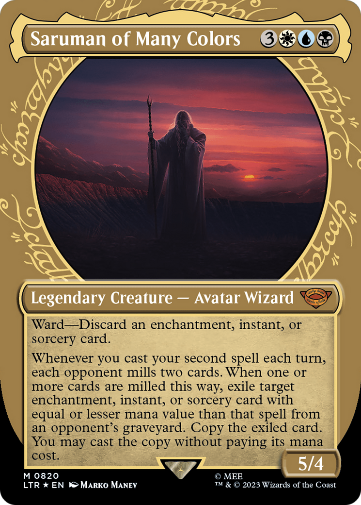 Saruman of Many Colors (Showcase) (Surge Foil) [The Lord of the Rings: Tales of Middle-Earth] | Cards and Coasters CA