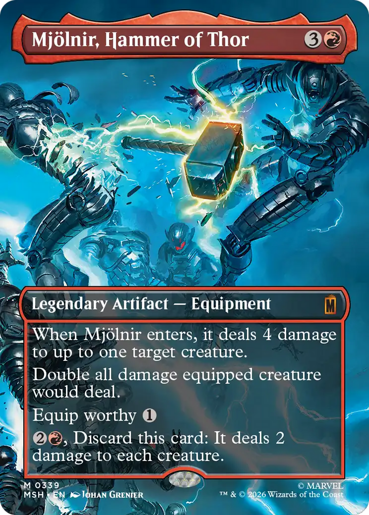 Mjolnir, Hammer of Thor (Borderless) (0339) [Marvel Super Heroes] | Cards and Coasters CA