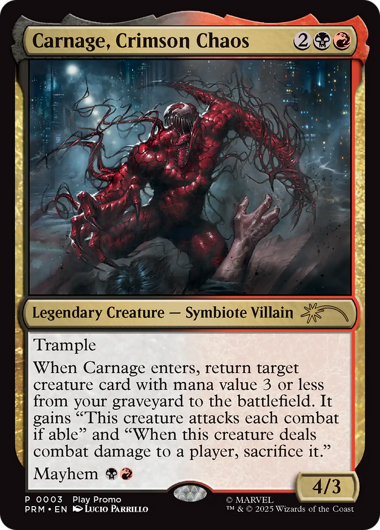 Carnage, Crimson Chaos [Wizards Play Network 2025] | Cards and Coasters CA