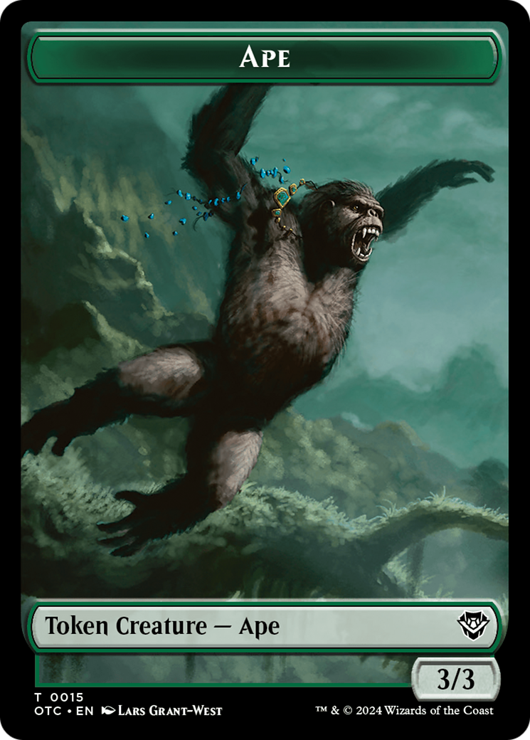 Ape // Shark Double-Sided Token [Outlaws of Thunder Junction Commander Tokens] | Cards and Coasters CA