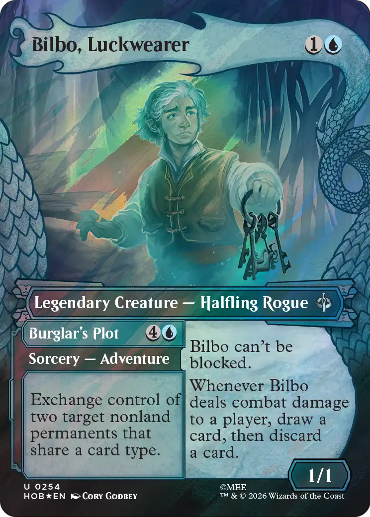Bilbo, Luckwearer (Showcase) (Surge Foil) [The Hobbit] | Cards and Coasters CA