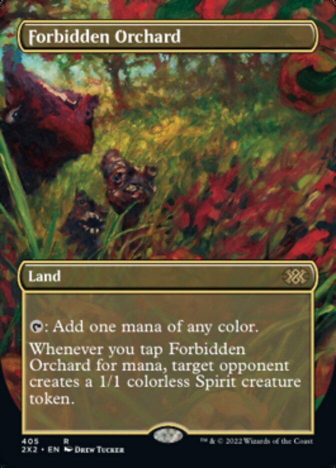 Forbidden Orchard (Borderless Alternate Art) [Double Masters 2022] | Cards and Coasters CA