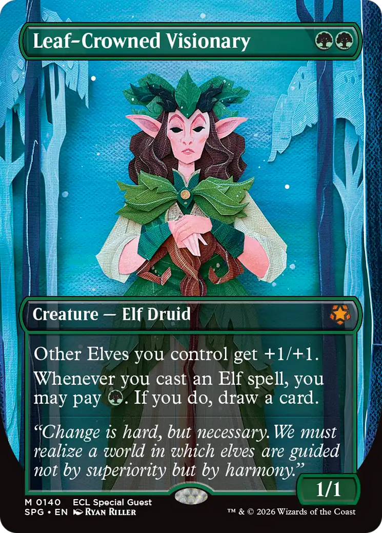 Leaf-Crowned Visionary (Borderless) [Lorwyn Eclipsed Special Guests] | Cards and Coasters CA