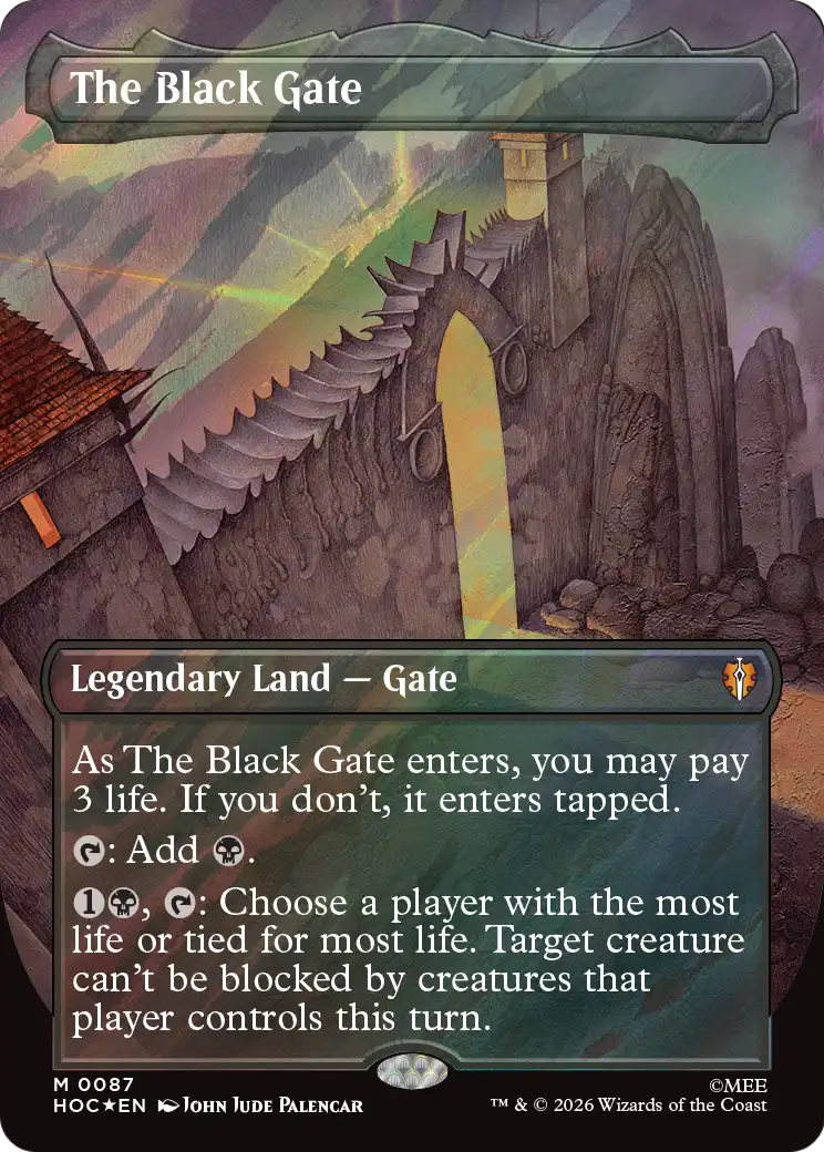 The Black Gate (Borderless) (Surge Foil) [The Hobbit: Eternal-Legal] | Cards and Coasters CA
