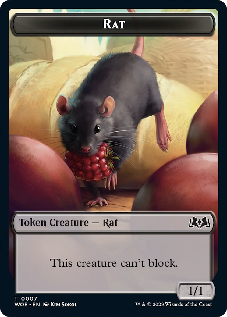 Rat // Food (0010) Double-Sided Token [Wilds of Eldraine Tokens] | Cards and Coasters CA