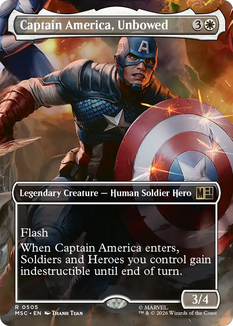 Captain America, Unbowed (Borderless) [Marvel Super Heroes Commander] | Cards and Coasters CA