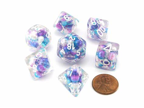 FanRoll Dice Set RECYCLED DICE W/PURPLE | Cards and Coasters CA