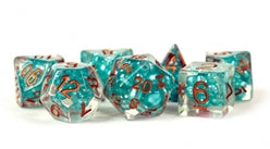 FanRoll Dice Set: Pearl Teal with Copper | Cards and Coasters CA