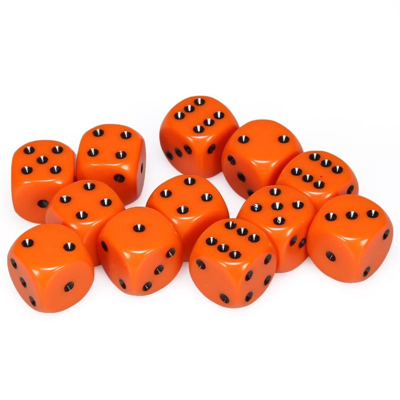 Chessex - Opaque Orange and Black- 36 D6 Cube | Cards and Coasters CA