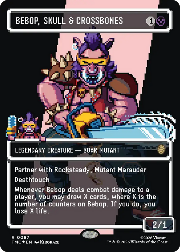 Bebop, Skull & Crossbones (Borderless) (Surge Foil) [Teenage Mutant Ninja Turtles Commander] | Cards and Coasters CA