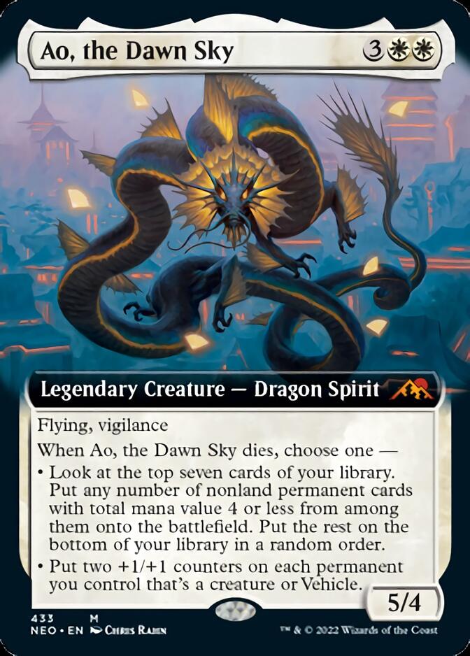 Ao, the Dawn Sky (Extended Art) [Kamigawa: Neon Dynasty] | Cards and Coasters CA