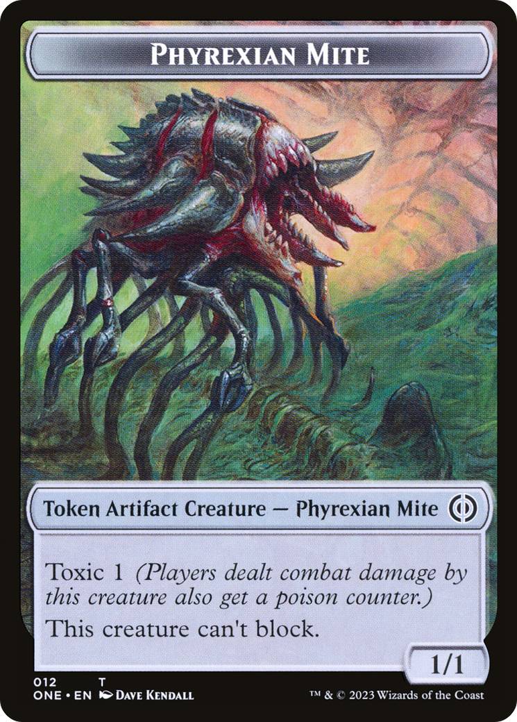 Phyrexian Mite Token (012) // Phyrexian Golem Double-Sided Token [Phyrexia: All Will Be One Tokens] | Cards and Coasters CA