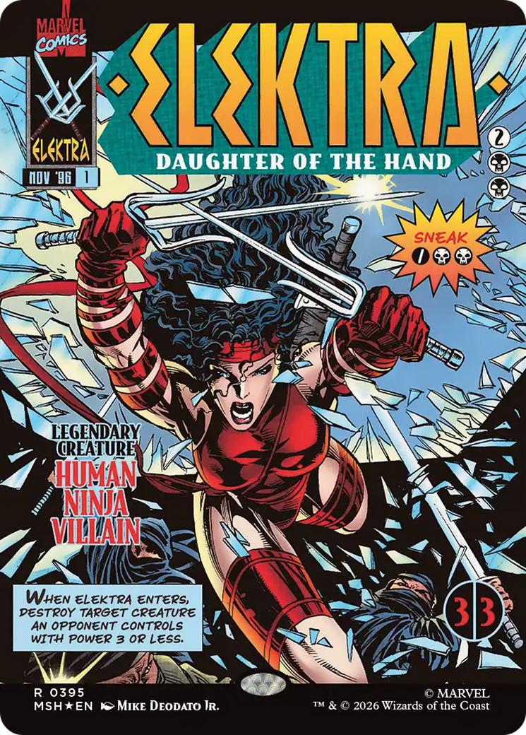 Elektra, Daughter of the Hand (Borderless) (395) [Marvel Super Heroes] | Cards and Coasters CA