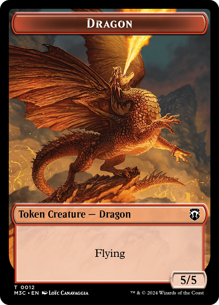 Dragon (Ripple Foil) // Copy Double-Sided Token [Modern Horizons 3 Commander Tokens] | Cards and Coasters CA