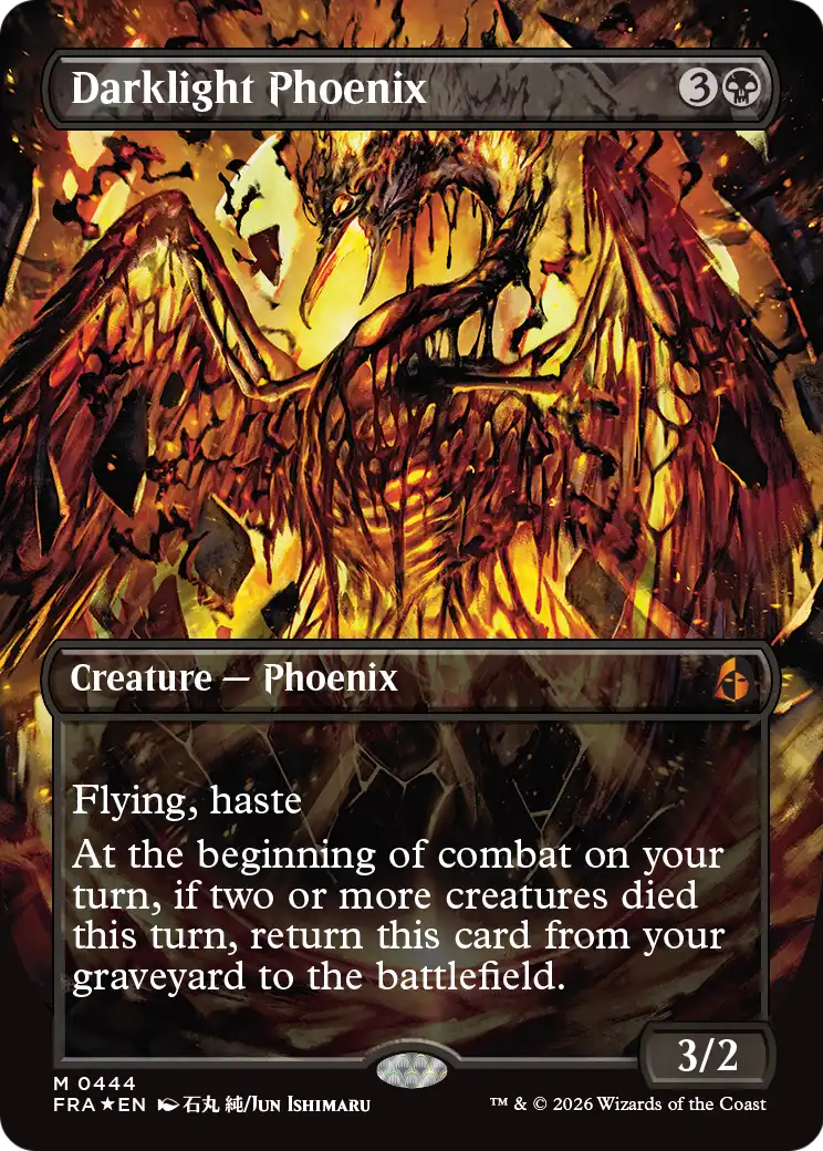 Darklight Phoenix (Borderless) (0444) [Reality Fracture] | Cards and Coasters CA