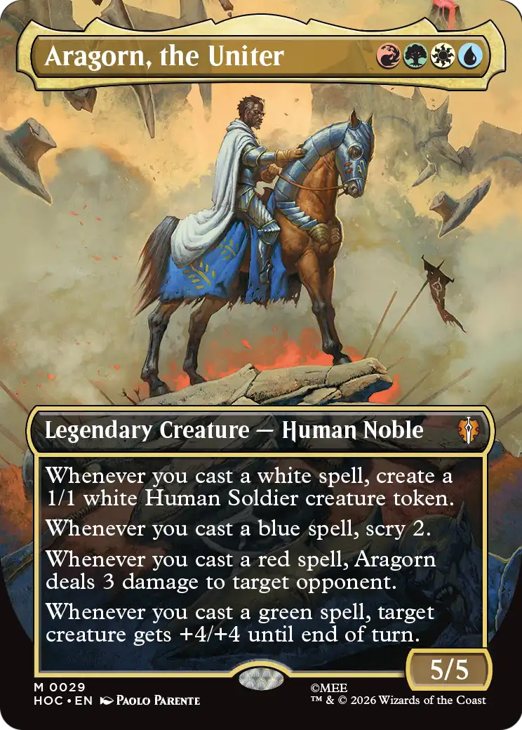 Aragorn, the Uniter (Borderless) [The Hobbit: Eternal-Legal] | Cards and Coasters CA